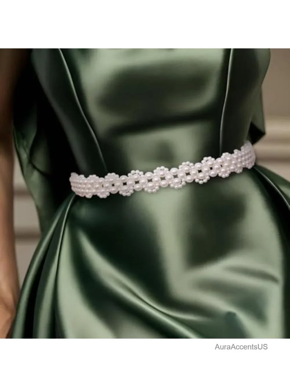 Handmade Beaded Pearl Sash Belt for Wedding Dress Bridal Bow Tie